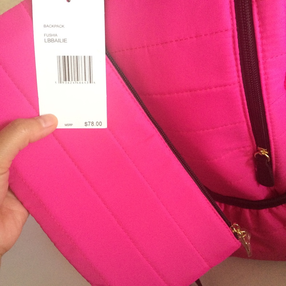 Betsey Johnson fuchsia Backpack large quilted - Picture 3 of 8
